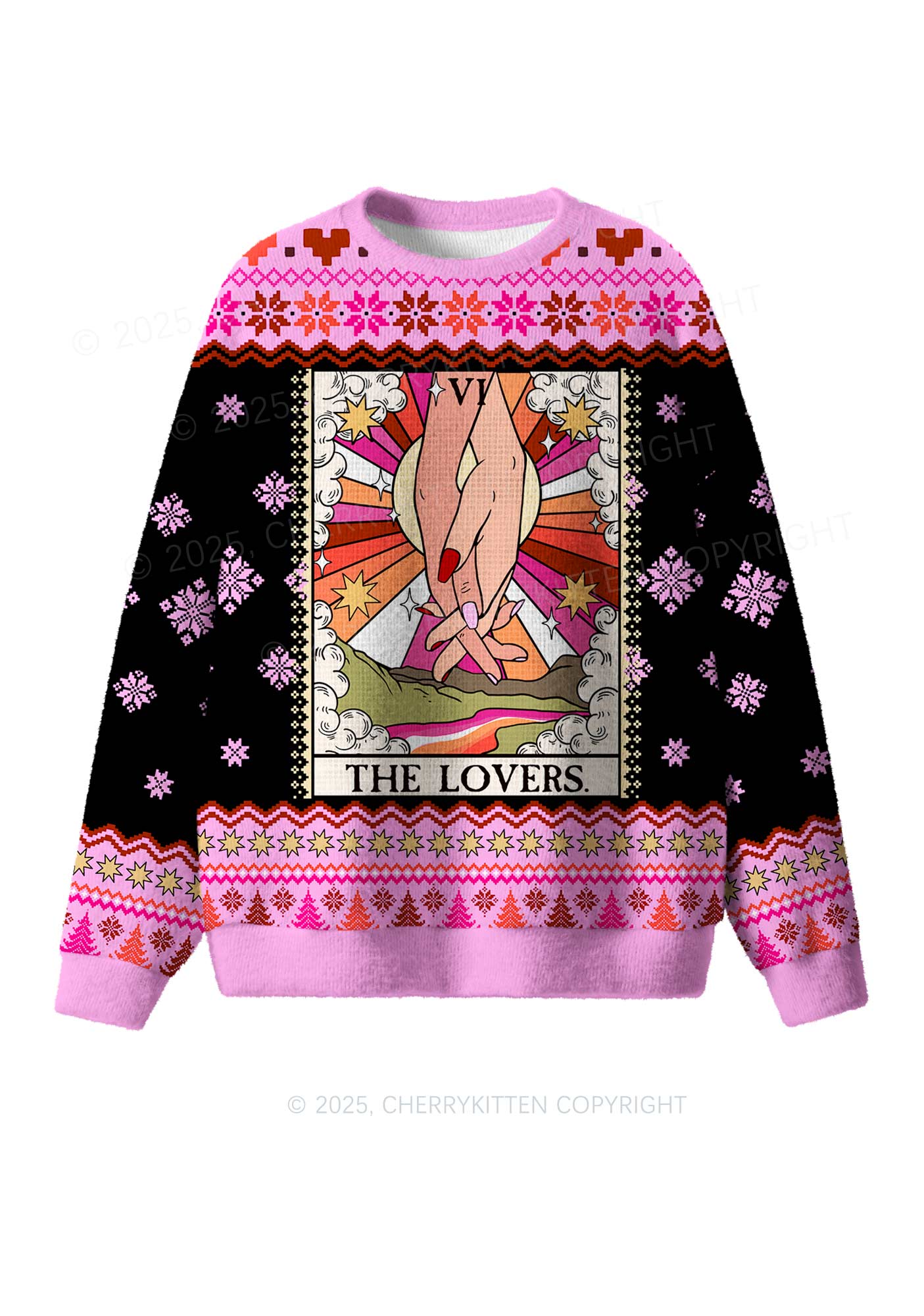 The Lesbian Lovers Pride Y2K Christmas Knit Sweatshirt Cherrykitten