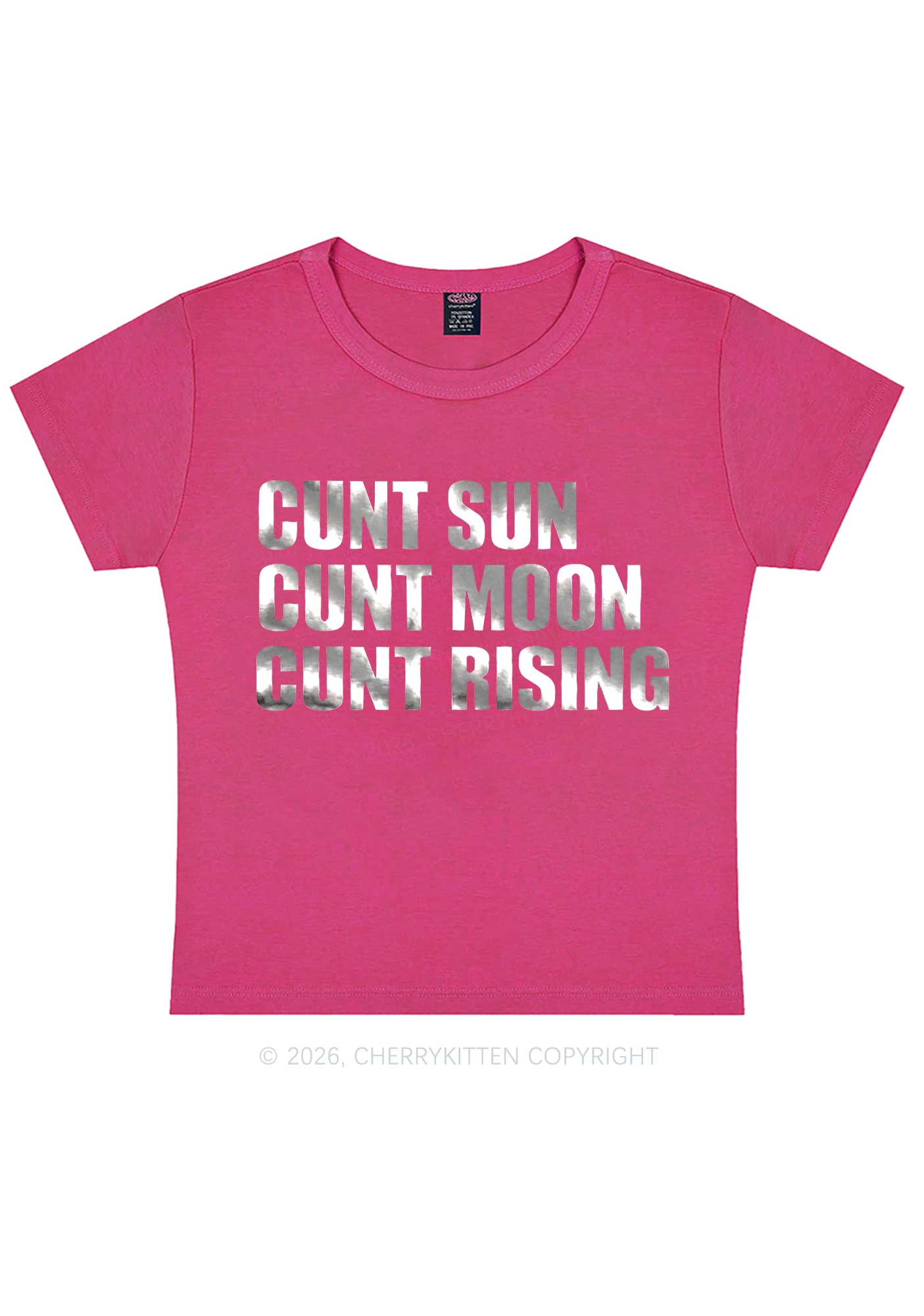 Cxxt Sun Moon Rising Silver Foil Printed Y2K Baby Tee Cherrykitten