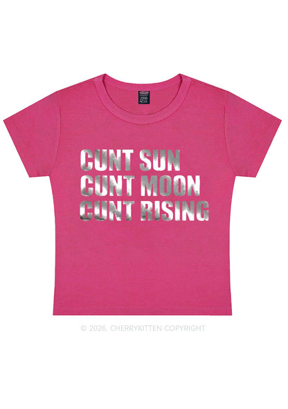 Cxxt Sun Moon Rising Silver Foil Printed Y2K Baby Tee Cherrykitten