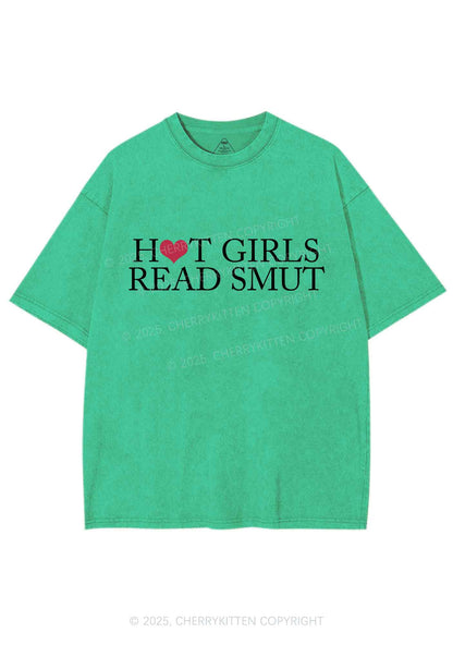 Hot Girls Read Smut Y2K Shirts Washed Tee Cherrykitten