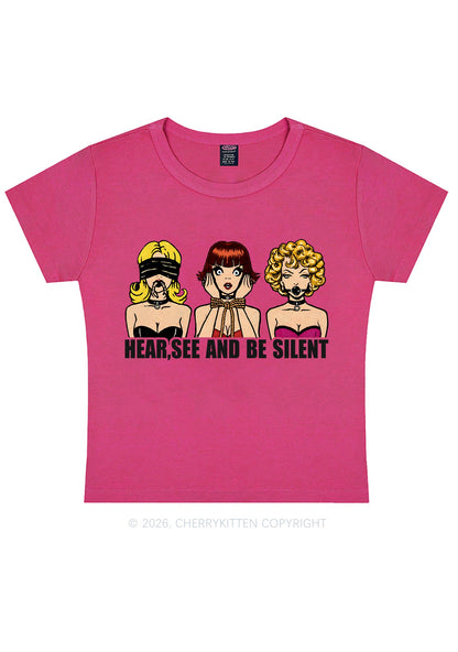 Hear See Be Silent Y2K Baby Tee Cherrykitten