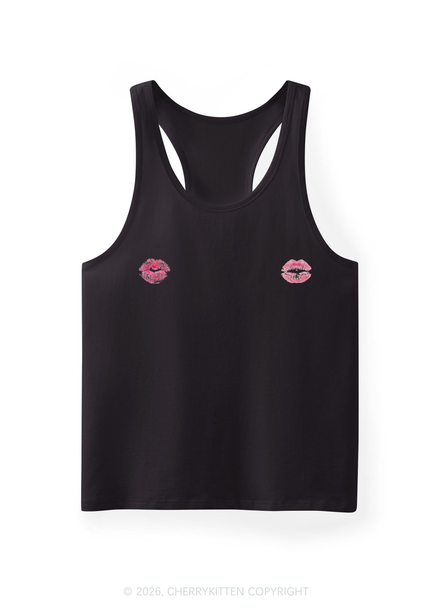 Pink Lips Y2K Men Racerback Tank Top Cherrykitten