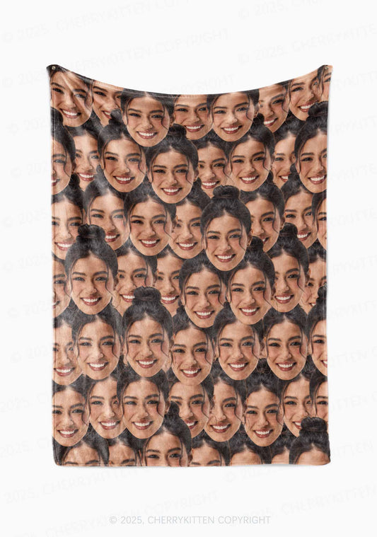 Custom Portrait Valentine's Day Y2K Plush Blanket Cherrykitten