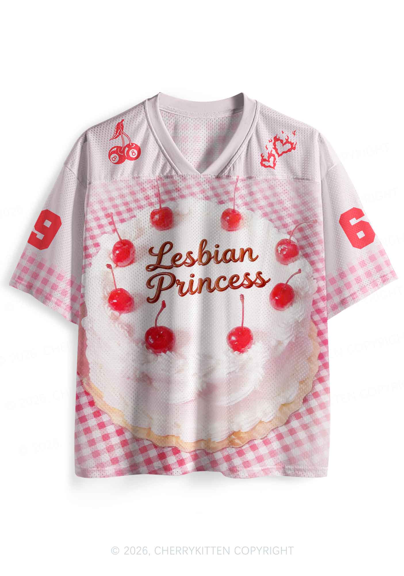 Lesbian Princess Cake Pink Plaid Pride Y2K Sport Jersey Shirts Cherrykitten
