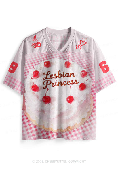 Lesbian Princess Cake Pink Plaid Pride Y2K Sport Jersey Shirts Cherrykitten