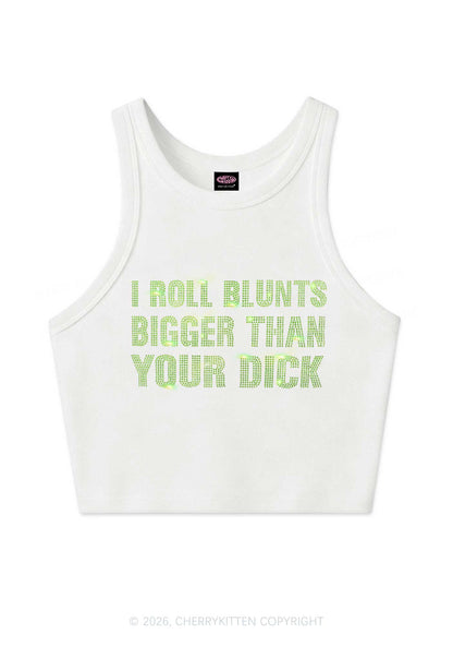 Rhinestone I Roll Blunts Y2K Crop Tank Top Cherrykitten