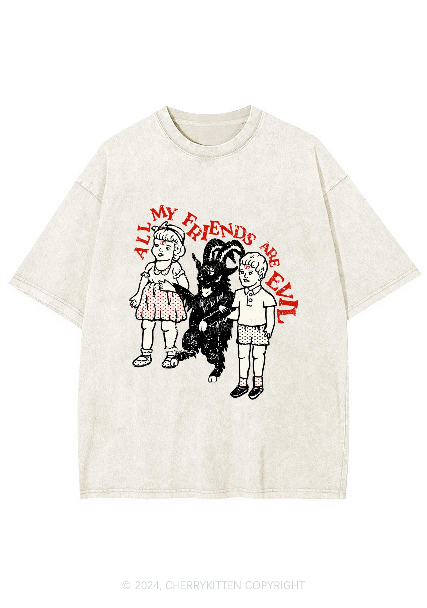 My Friends Are Evil Y2K Washed Tee Cherrykitten