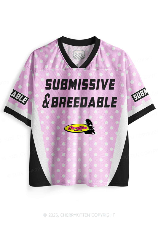 Submissive Breedable Pink Dots Y2K Sport Jersey Shirts Cherrykitten