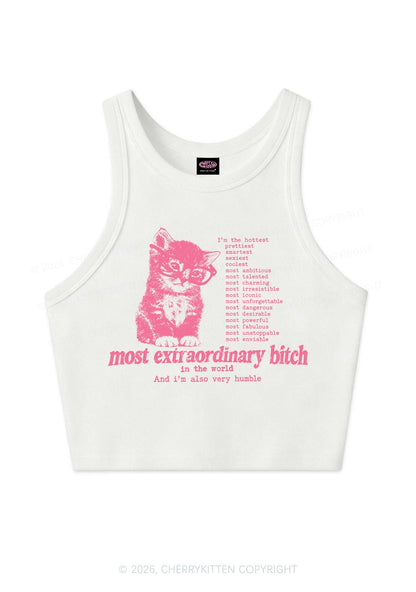 Most Extraordinary Bxxch Cat Y2K Crop Tank Top Cherrykitten