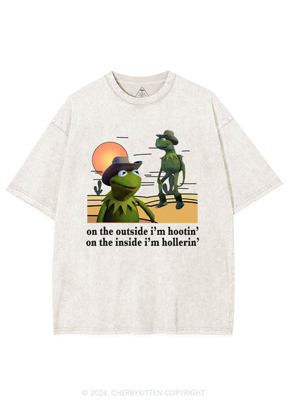 On The Outside I'm Hootin Y2K Washed Tee Cherrykitten