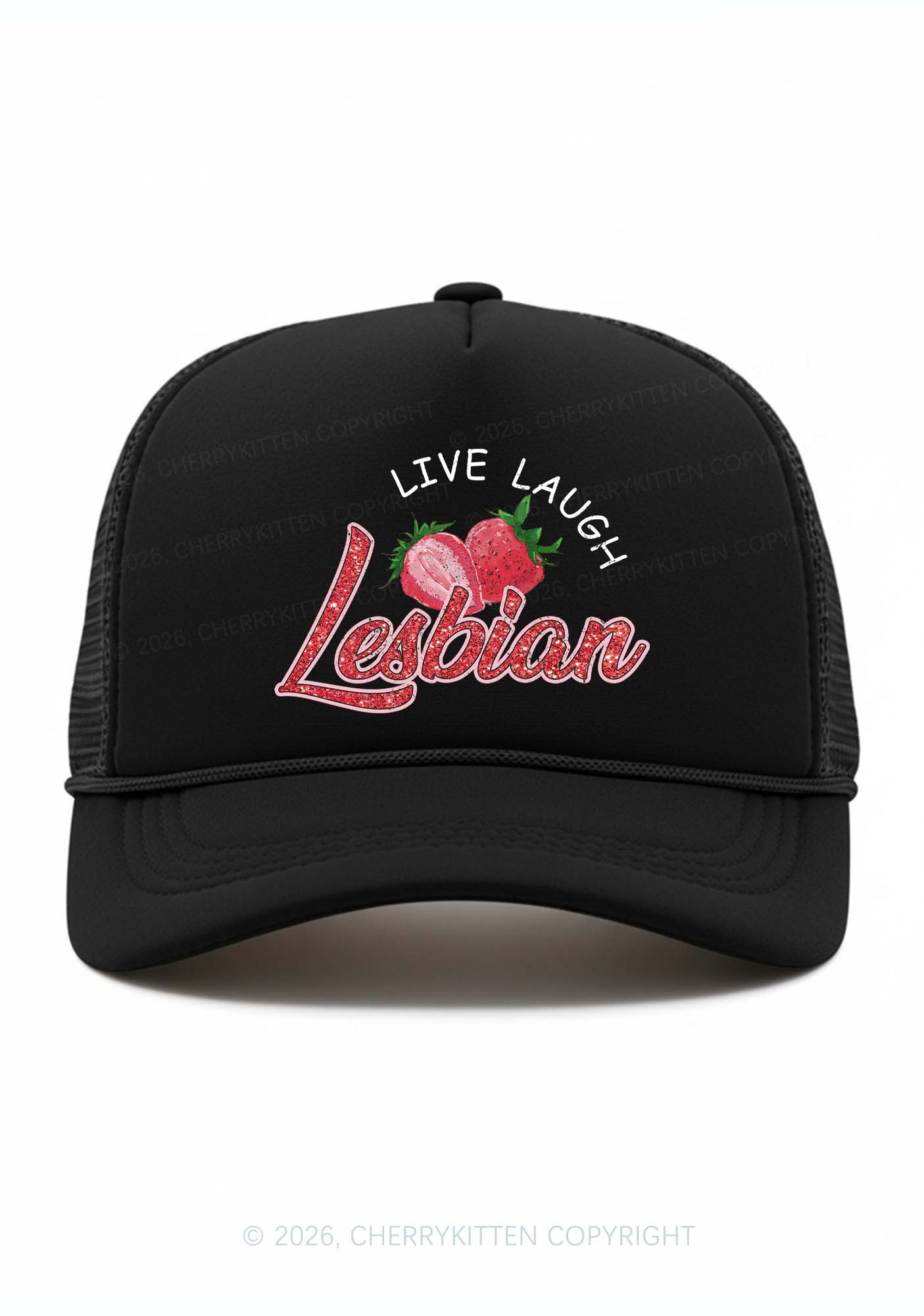 Live Laugh Lesbian Pride Y2K Trucker Hat Cherrykitten