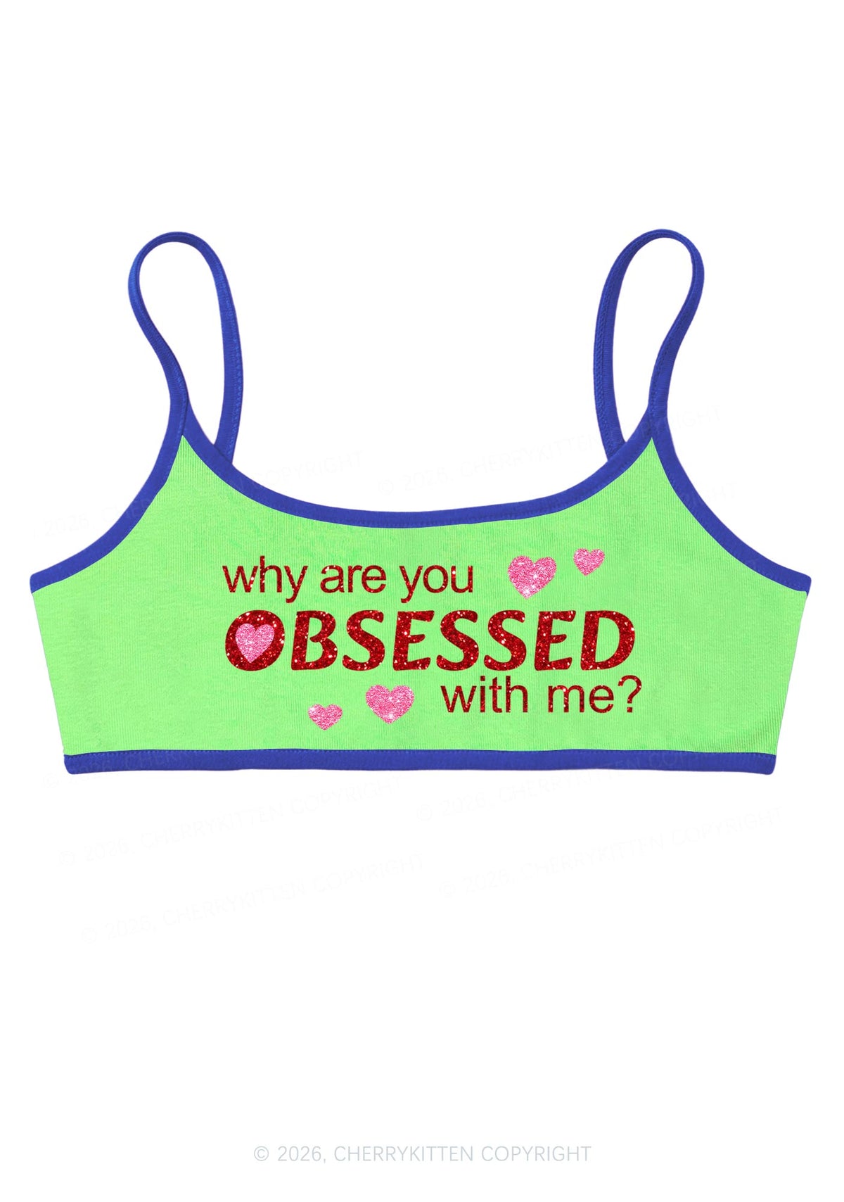 Glitter Obsessed With Me Y2K Super Crop Cami Cherrykitten