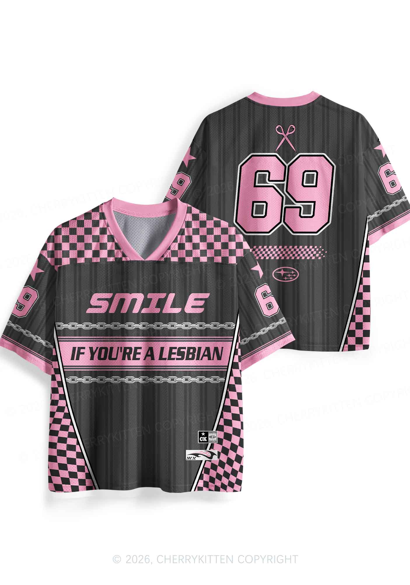 Grey Smile If You Are Lesbian Pride Y2K Sport Jersey Shirts Cherrykitten