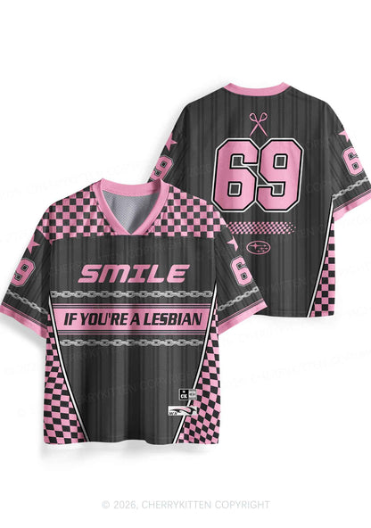 Grey Smile If You Are Lesbian Pride Y2K Sport Jersey Shirts Cherrykitten