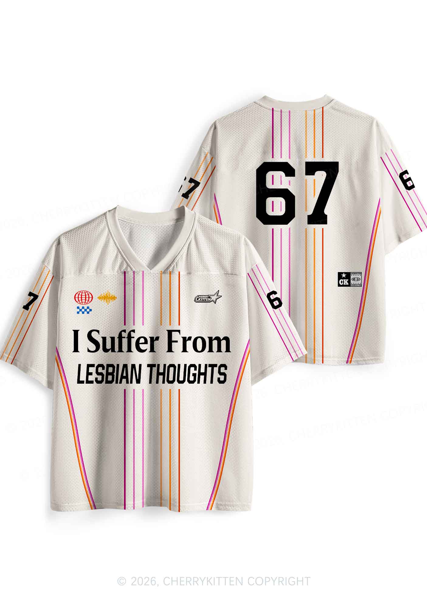 I Suffer From Lesbian Thoughts Pride Y2K Sport Jersey Shirts Cherrykitten