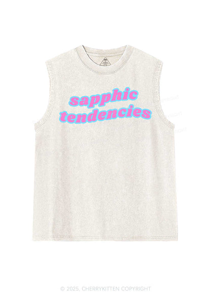 Sapphic Tendencies Pride Y2K Washed Muscle Tank Cherrykitten