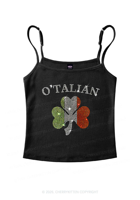 Rhinestone Otalian St Patricks Y2K Spaghetti Strap Cami Cherrykitten