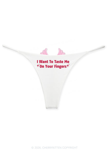 Taste Me On Fingers Y2K Goth Angel Wings Bikini String Thong Cherrykitten