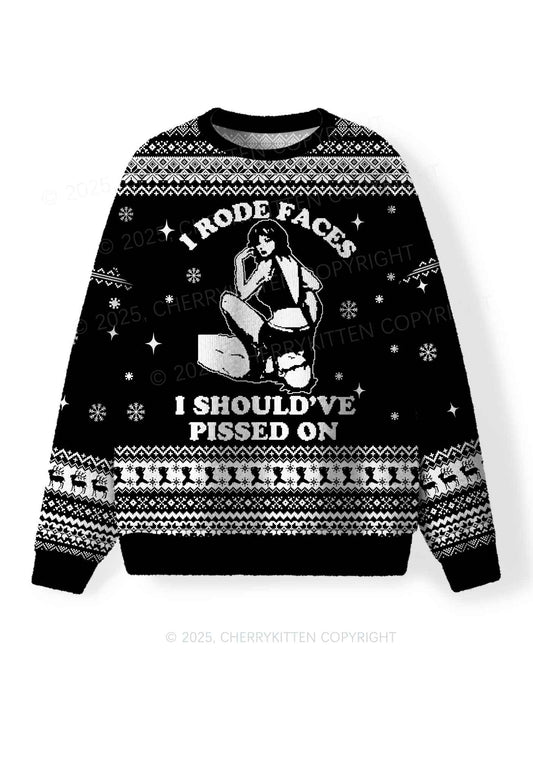 I Rode Faces Y2K Christmas Knit Sweatshirt Cherrykitten