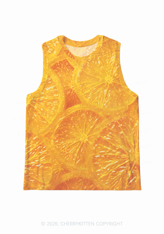 Orange Slice Y2K Mesh Muscle Tank Cherrykitten