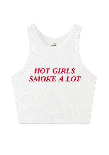 Hot Girls Smoke A Lot Y2K Crop Tank Top Cherrykitten