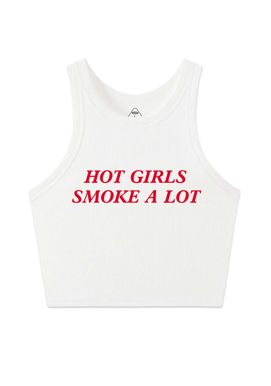 Hot Girls Smoke A Lot Y2K Crop Tank Top Cherrykitten