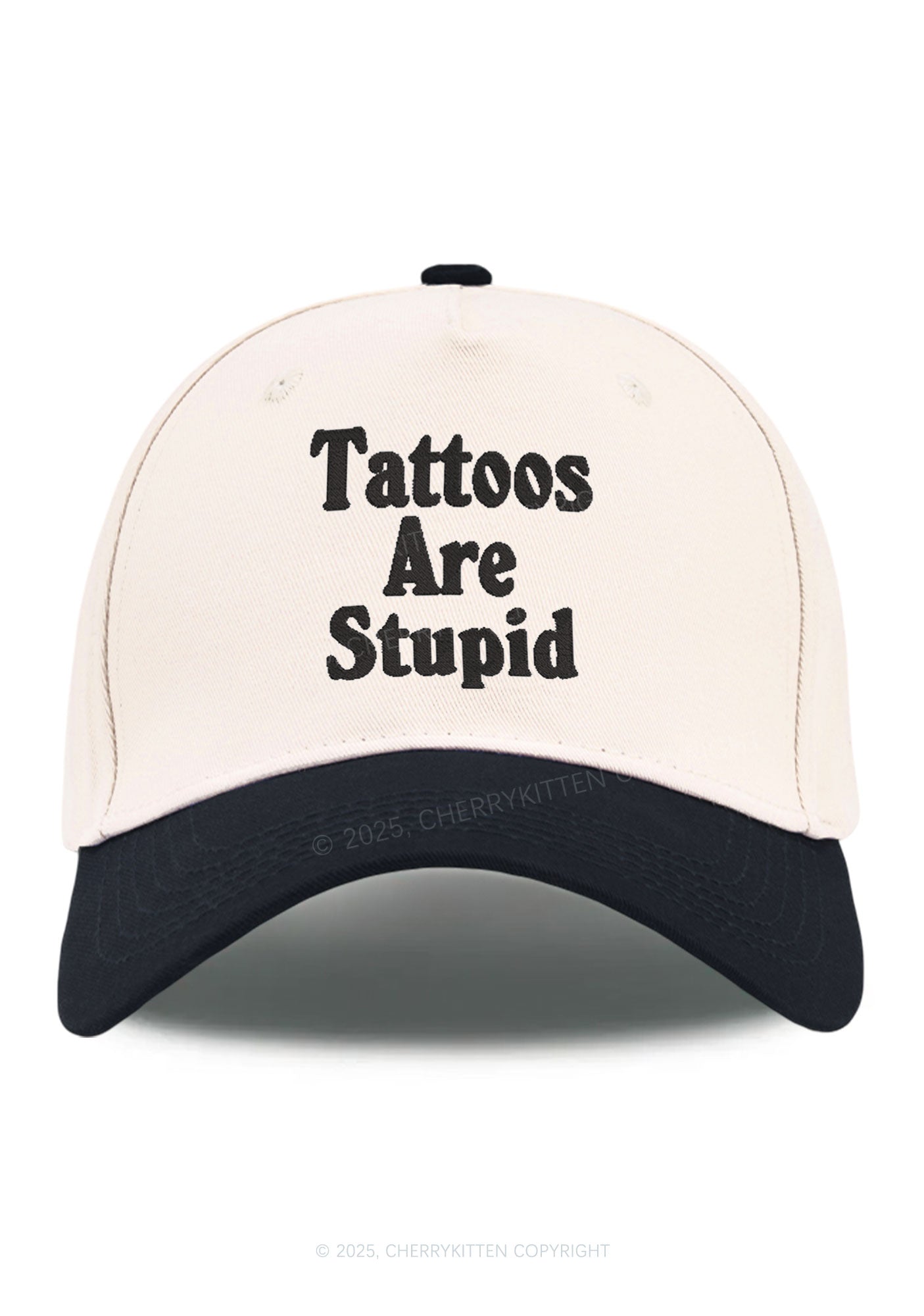 Embroidered Tattoos Are Stupid Y2K Color Block Baseball Cap Cherrykitten