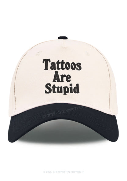 Embroidered Tattoos Are Stupid Y2K Color Block Baseball Cap Cherrykitten