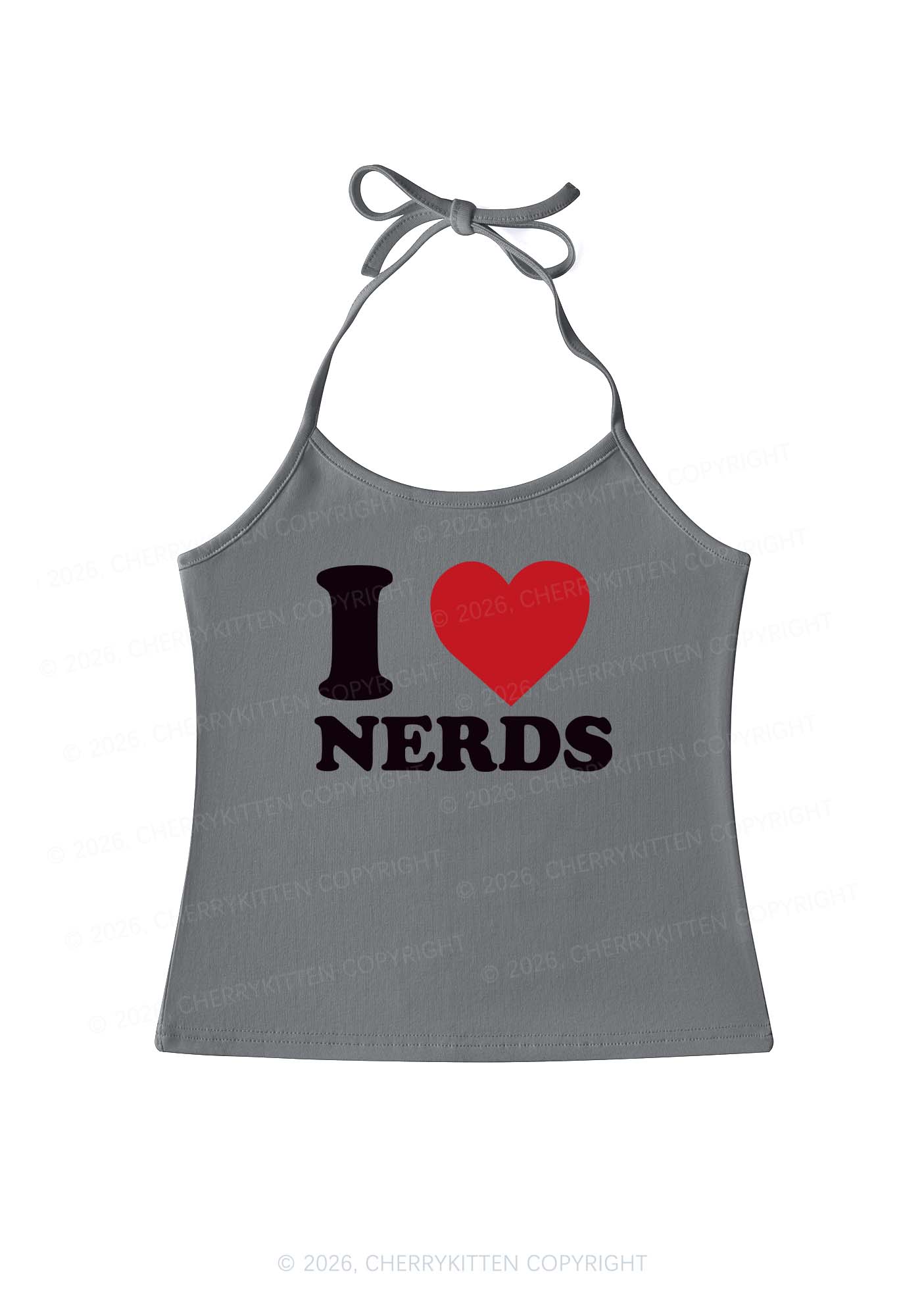 I Love Nerds Y2K Halter Neck Cami Cherrykitten