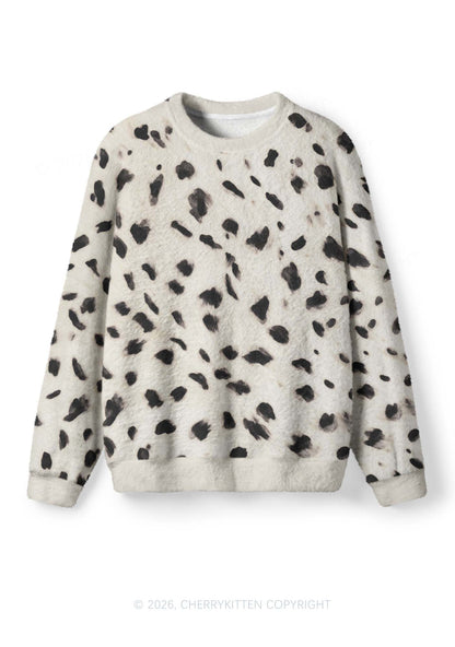 Cow Dots Y2K Knit Sweatshirt Cherrykitten