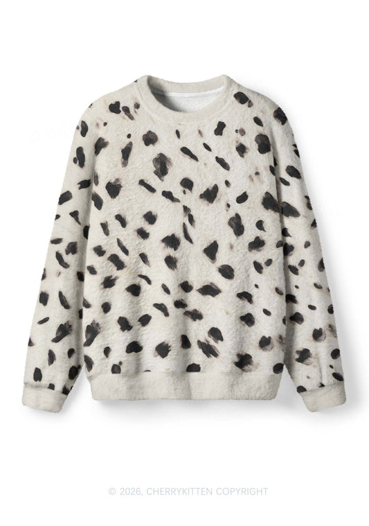 Cow Dots Y2K Knit Sweatshirt Cherrykitten