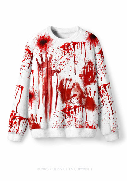 Halloween Bloody Handprint Y2K Knit Sweatshirt Cherrykitten