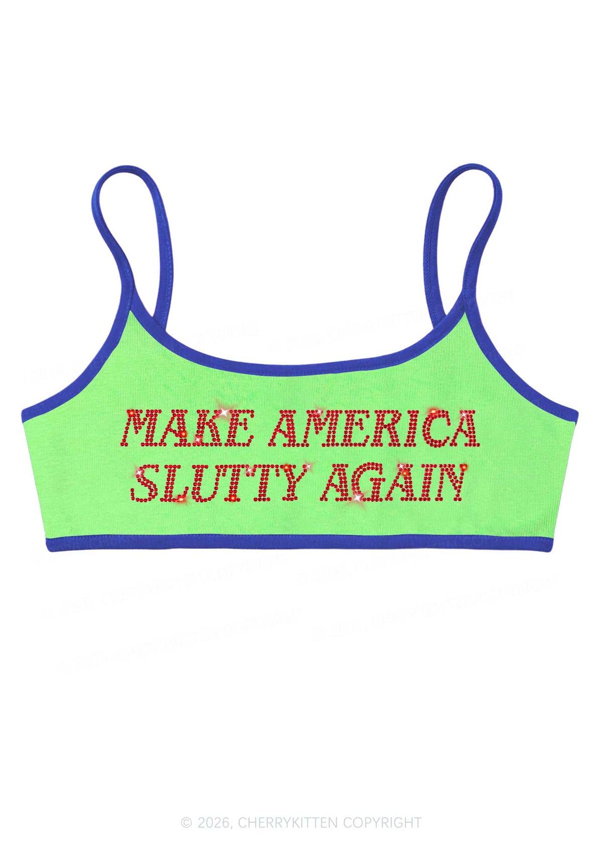 Rhinestone Make America Slxtty Y2K Super Crop Cami Cherrykitten