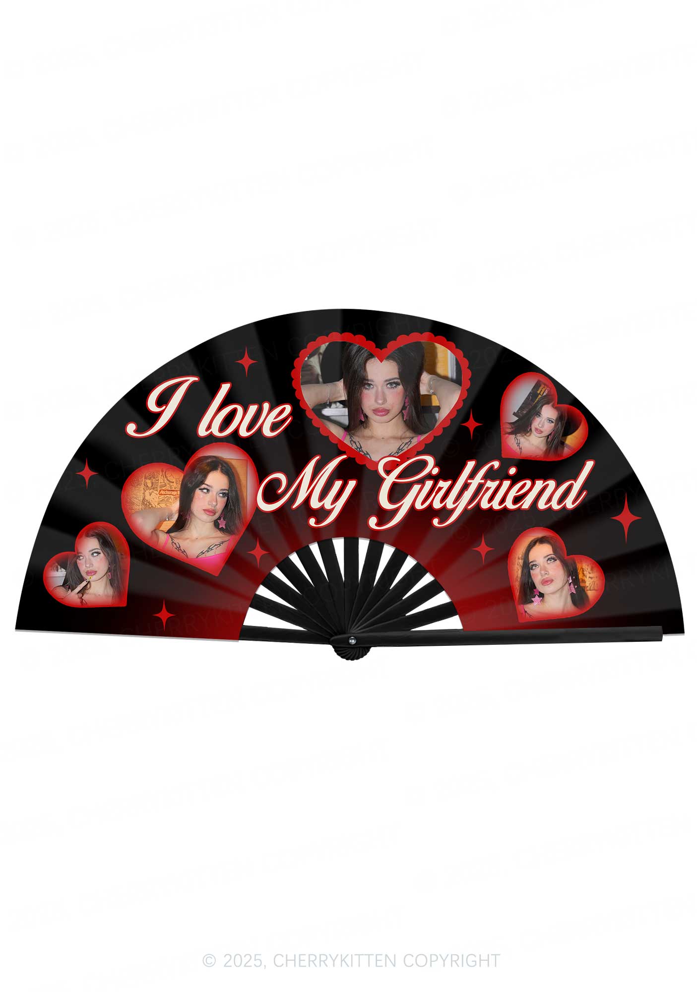 Custom I Love My BF GF Valentine's Day Y2K Rave Hand Fan Cherrykitten