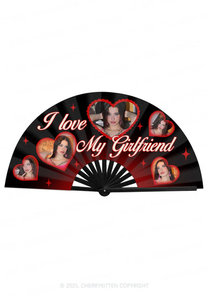 Custom I Love My BF GF Valentine's Day Y2K Rave Hand Fan Cherrykitten