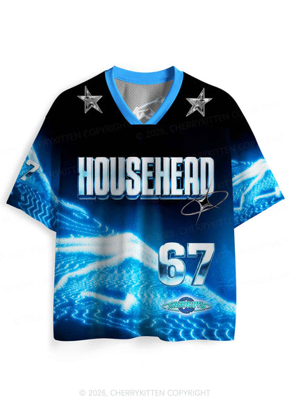 Blue Liquid Wave Househead Y2K Sport Jersey Shirts Cherrykitten