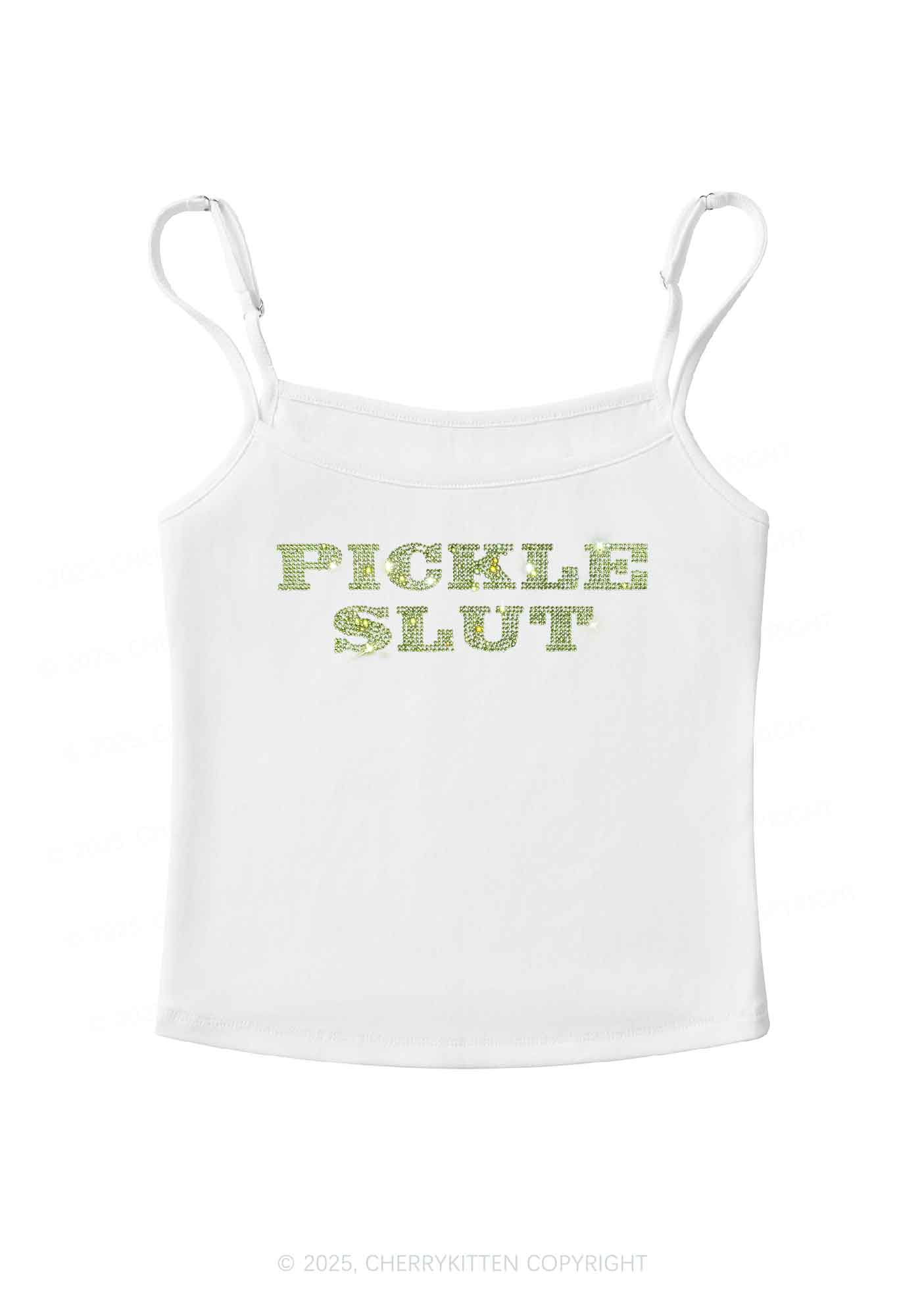 Rhinestone Pickle Slxt Y2K Spaghetti Strap Cami Cherrykitten