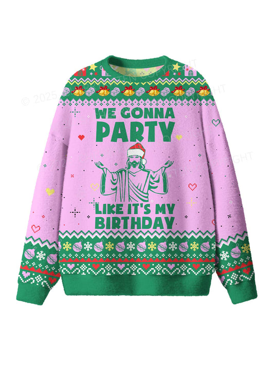We Gonna Party Y2K Christmas Knit Sweatshirt Cherrykitten