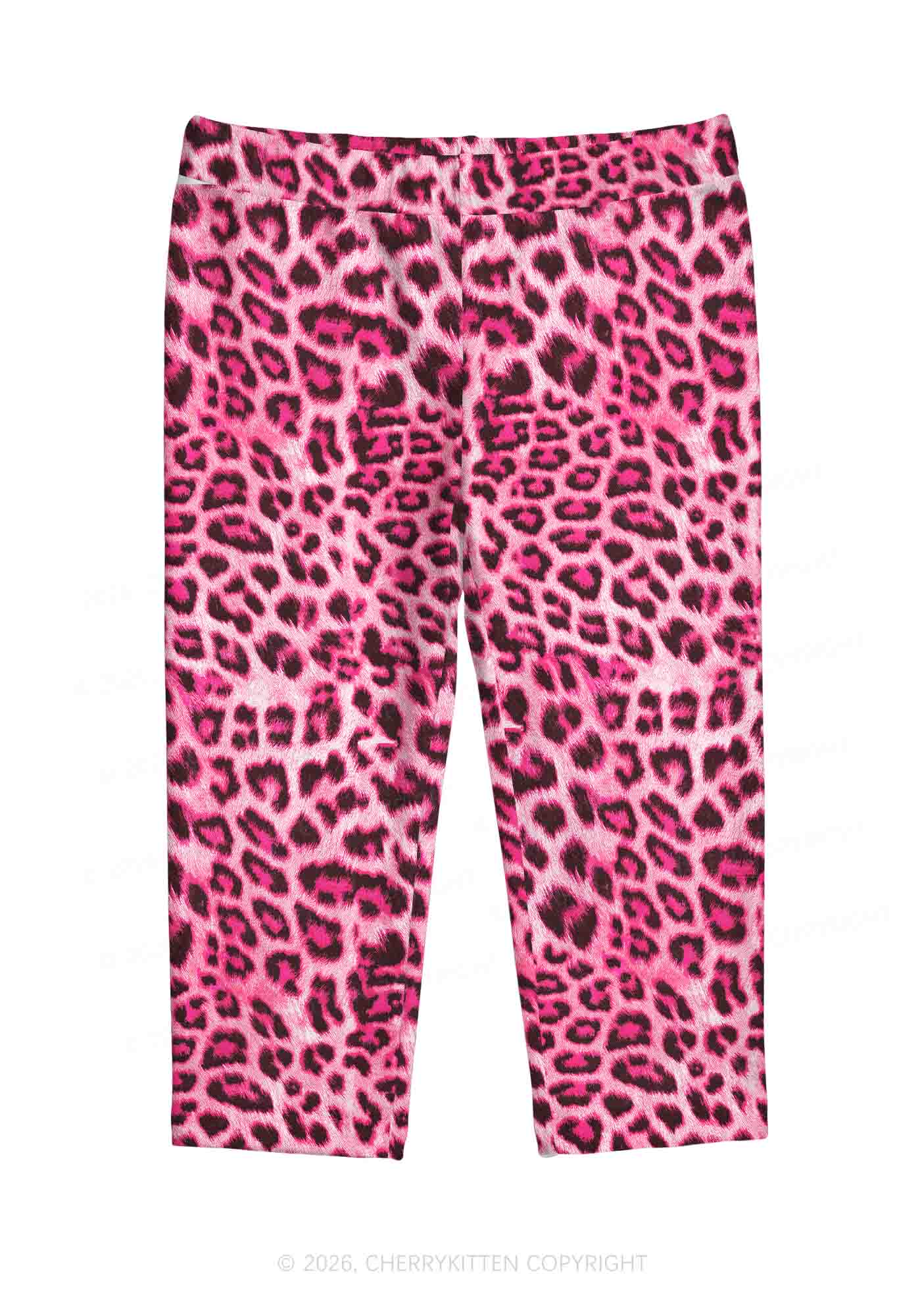 Pink Leopard Y2K Print Capri Pants Cherrykitten