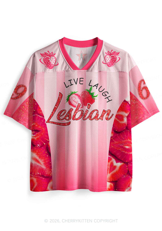 Live Laugh Lesbian Strawberry Pride Y2K Sport Jersey Shirts Cherrykitten
