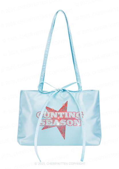 Rhinestone Cunting Season Y2K Satin Bags Cherrykitten