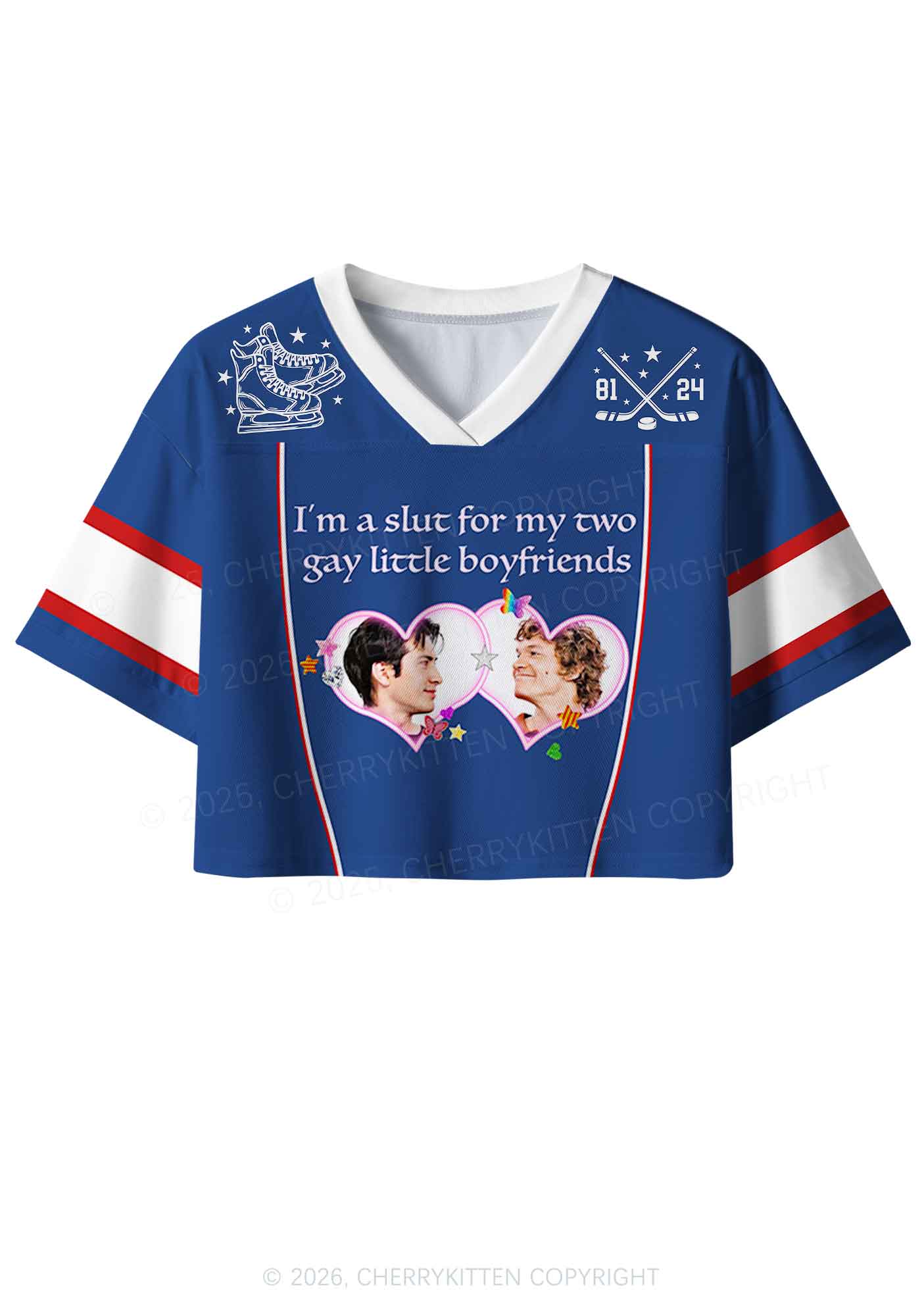 Blue Slxt For My Gay BF HR Y2K Crop Sport Jersey Shirts Cherrykitten