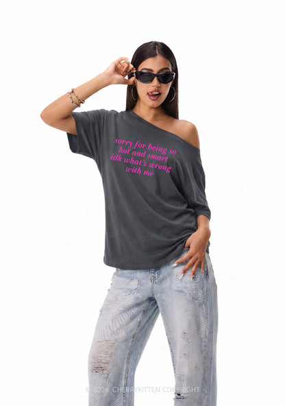 Sorry For Being So Smart Y2K Off Shoulder Tee Cherrykitten