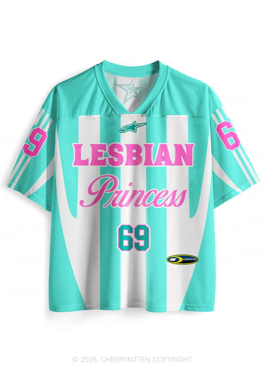 Mint Green Lesbian Princess Pride Y2K Sport Jersey Shirts Cherrykitten
