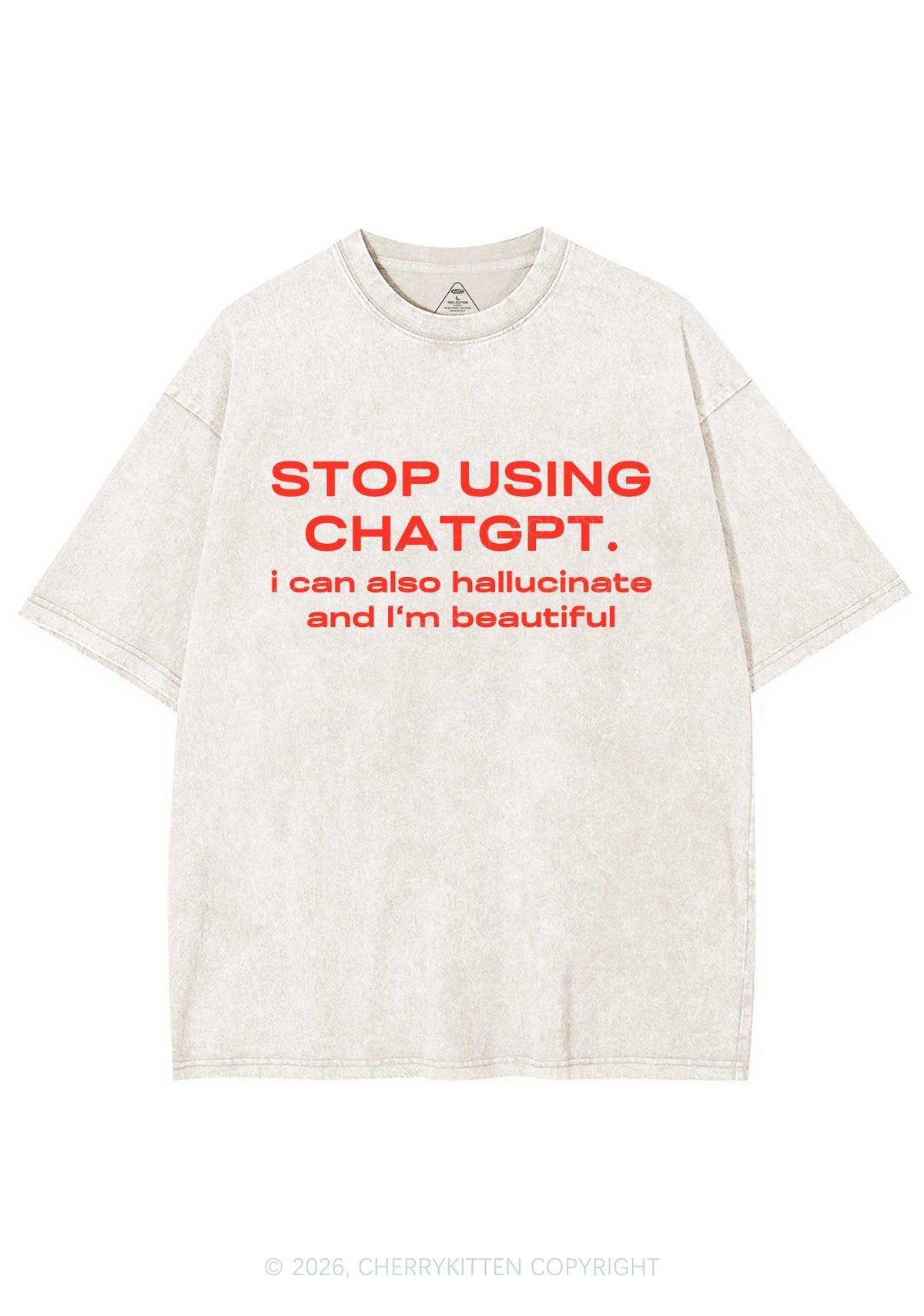 Stop Using GPT Y2K Shirts Washed Tee Cherrykitten