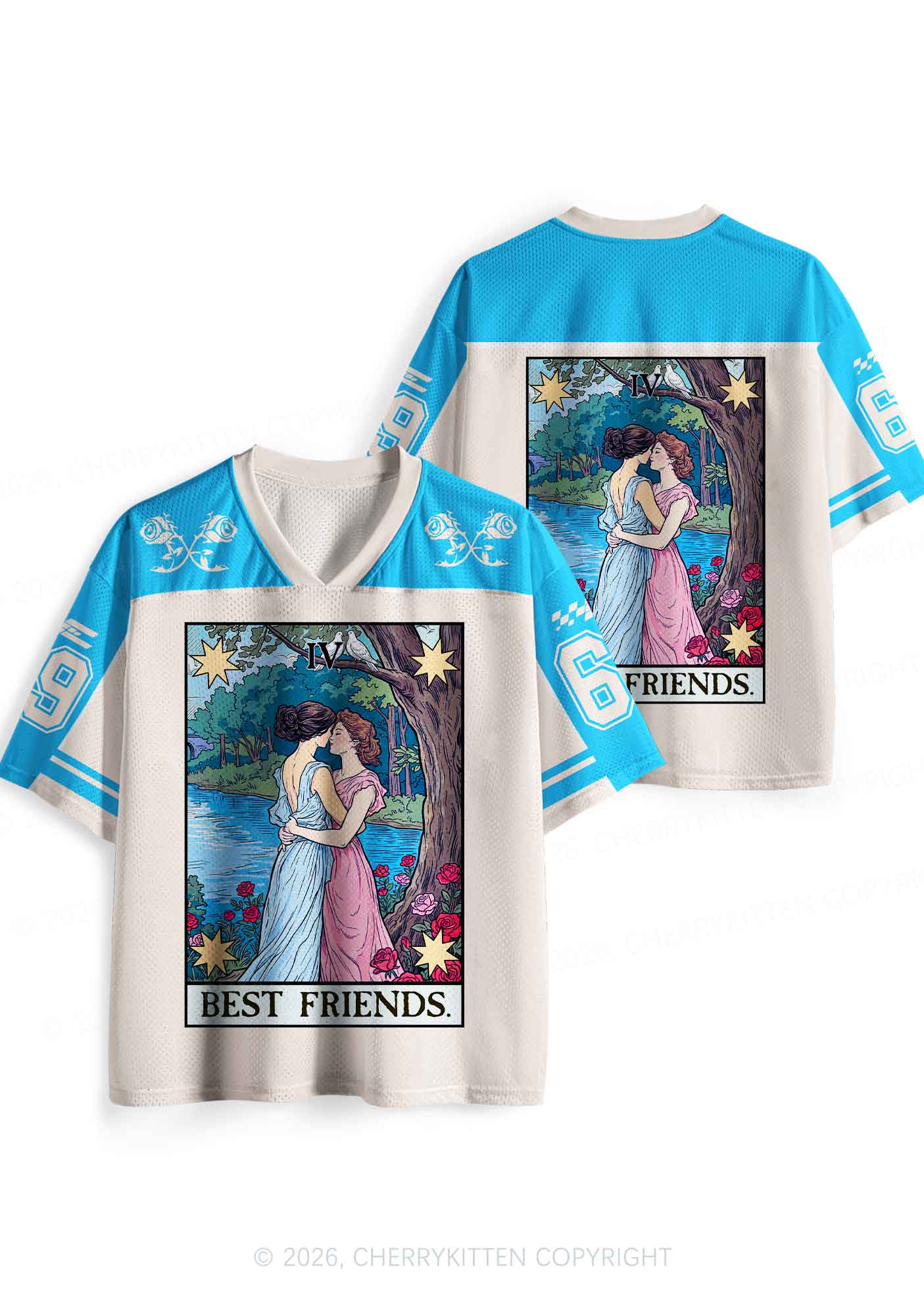 Blue Best Friends Pride Y2K Sport Jersey Shirts Cherrykitten
