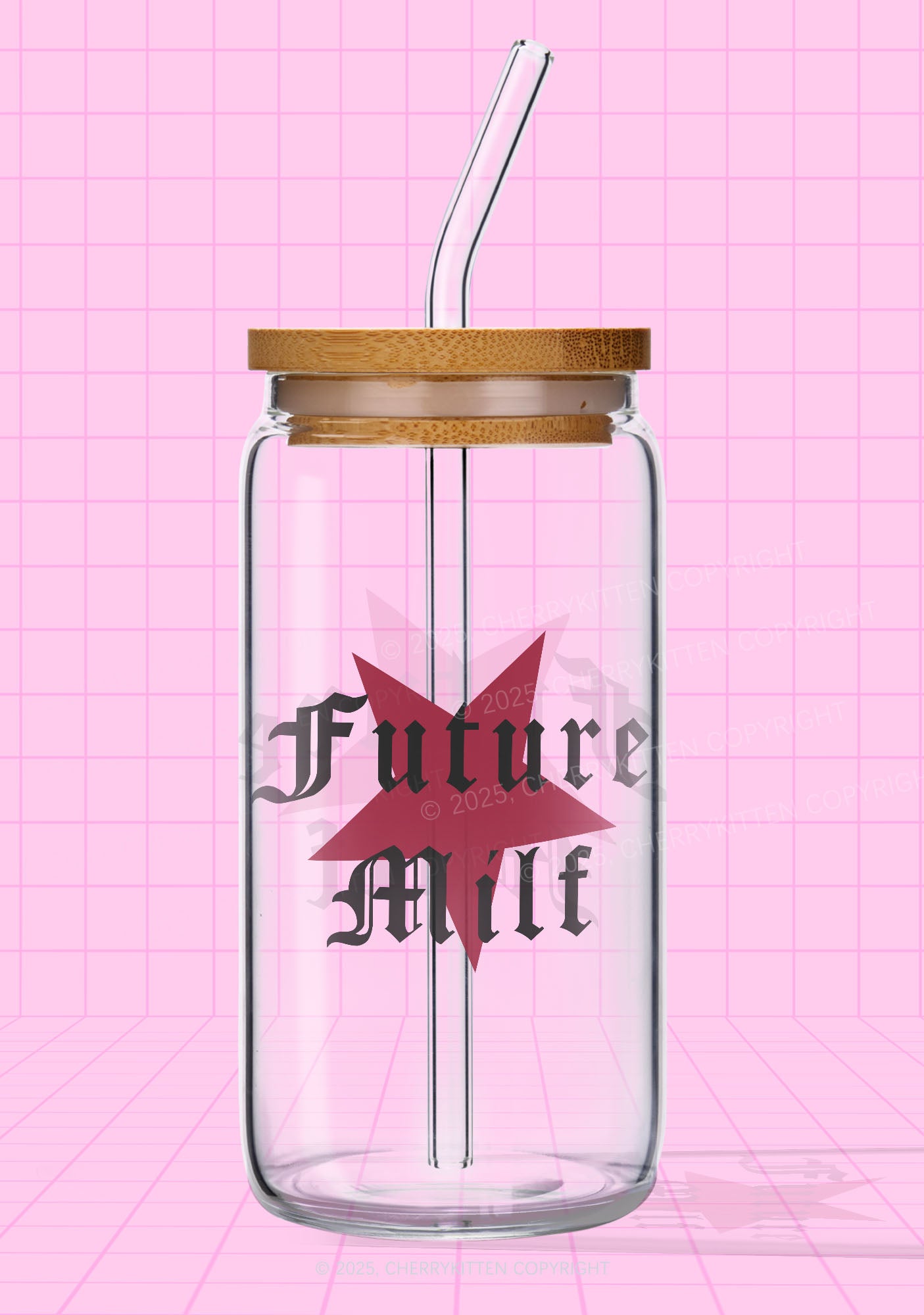 Future Mxxf Y2K Printed Glass Cup Cherrykitten