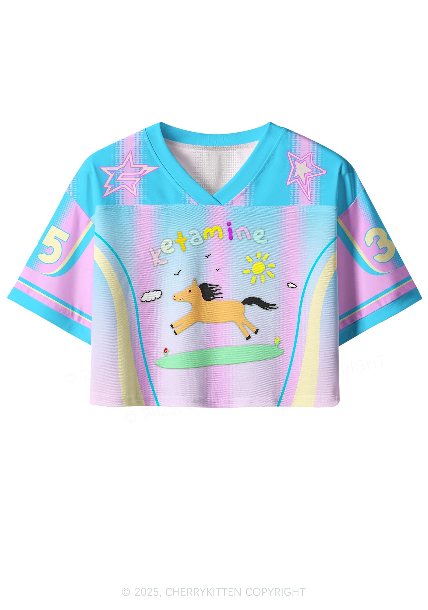 Custom Blue Pony Y2K Crop Sport Jersey Shirts Cherrykitten