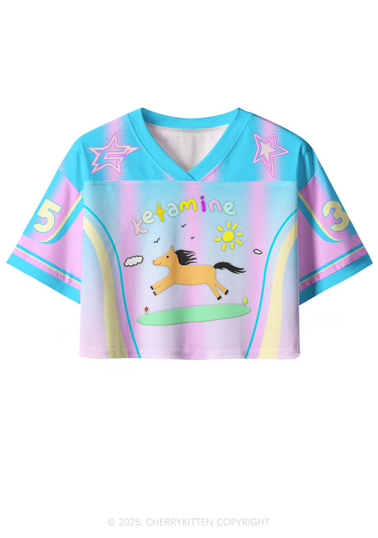 Custom Blue Pony Y2K Crop Sport Jersey Shirts Cherrykitten
