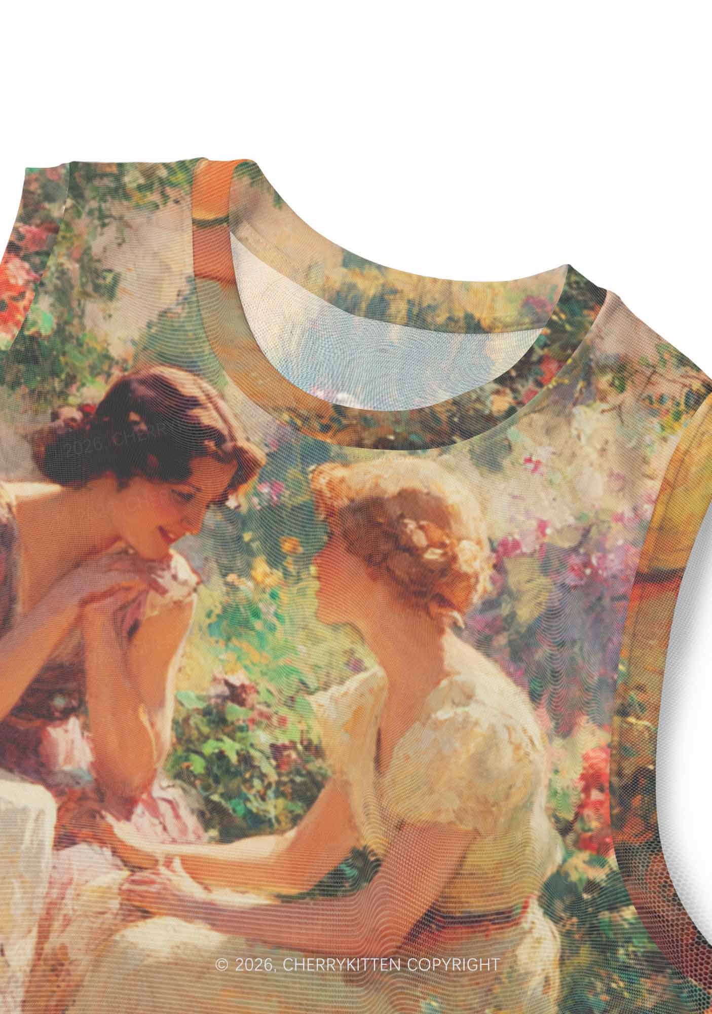 Garden Chat Pride Y2K Mesh Muscle Tank Cherrykitten